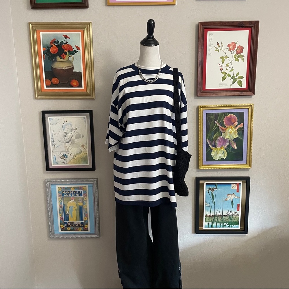 Vintage NWT Striped Navy & White Relaxed Women's Top